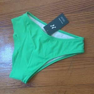 NWT Halara Green Sporty Bikini Swimsuit Crossover High Waisted Bottoms, XS